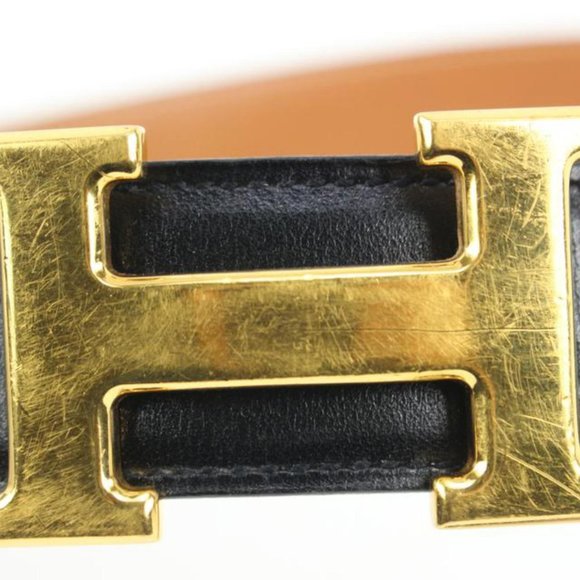 Hermès Black x Brown 32mm H Logo Belt Kit Gold Buckle 3h318s main image 12